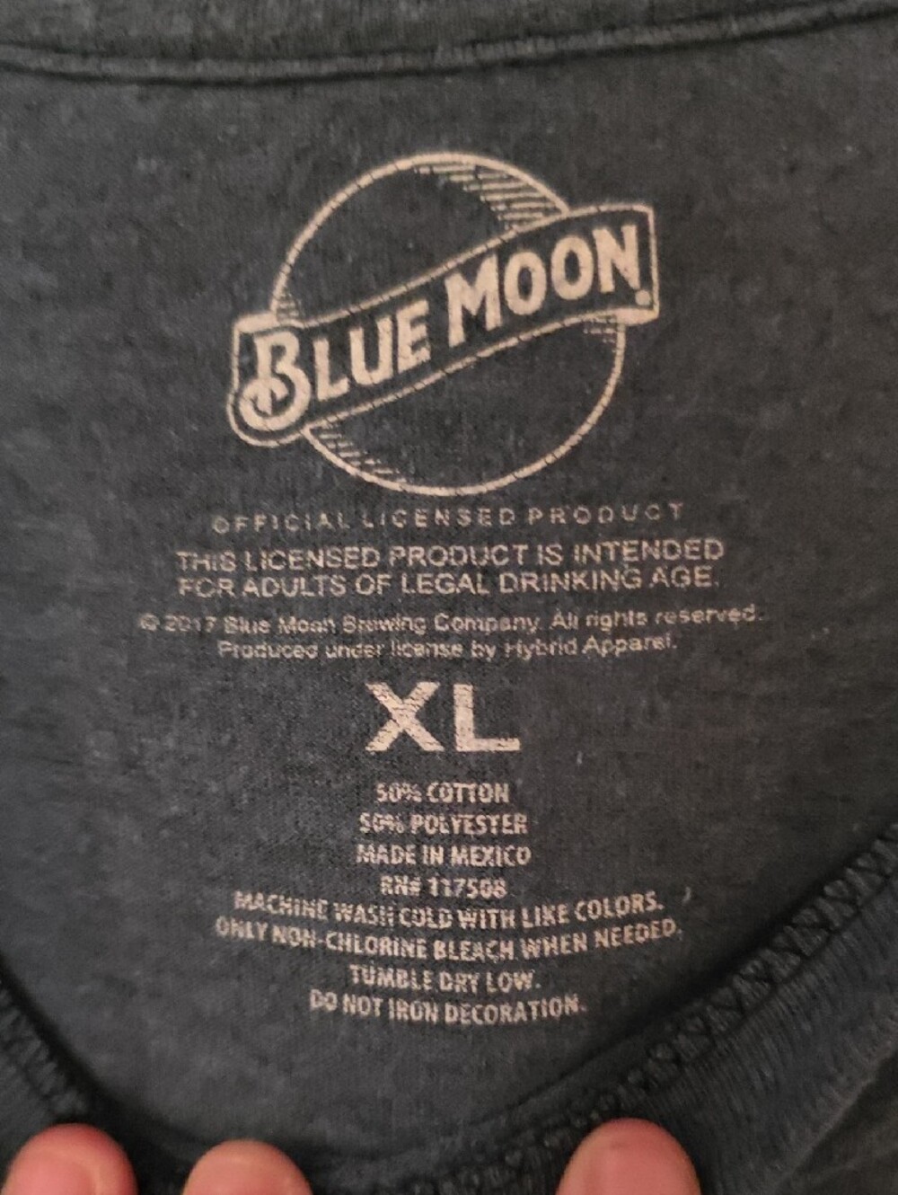 Hybrid Apparel Blue Moon Graphic Tank Top in Heather Navy with Yellow Print - Picture 2 of 3